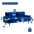 thumbnail image 6 of 70" Luxury Velvet Couch, Neche 3 Seater Modern Upholstered Loveseat Sofa in a Box, Office Home Living Room Furniture, 2 Pillows,Blue, 6 of 7