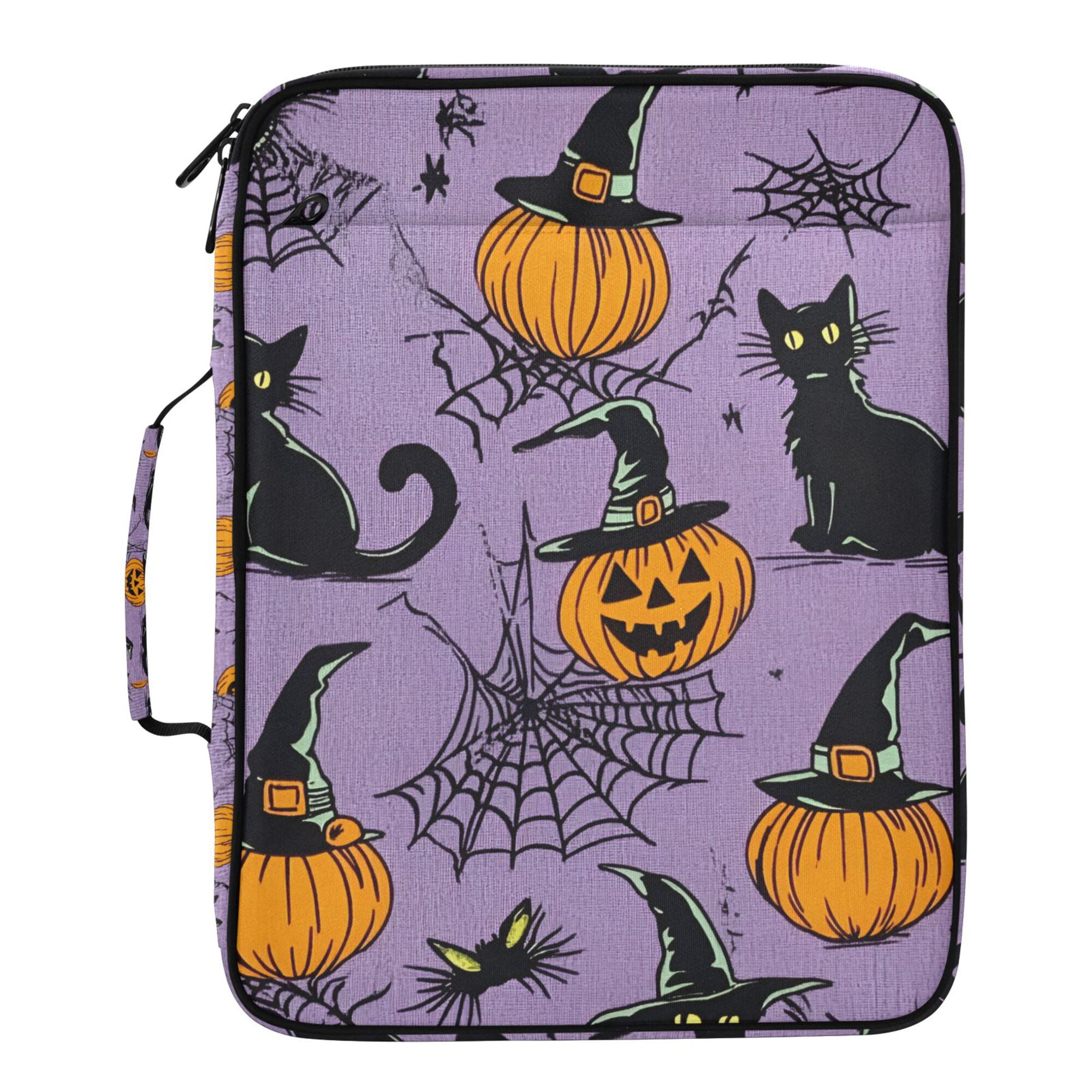 FORMRS Accordion File Folder A4 Size 7-Pocket Expanding Document Organizer Bag with 3 Ring Binder, Halloween Pumpkin