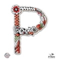thumbnail image 1 of Letter P Floral Style - 3" Vinyl Sticker - For Car Laptop I-Pad Phone Helmet Hard Hat - Waterproof Decal, 1 of 1