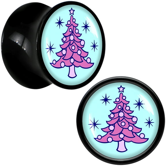 Body Candy 00 Gauge Pastel Christmas Tree Holiday Acrylic Saddle Plug Set