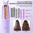 thumbnail image 3 of Automatic Hair Curler, Professional Auto-Rotating Curling Iron with Ceramic Barrel, 3 Adjustable Temperature Settings, Anti-Tangle & Anti-Scald Design for All Hair Types,purple, 3 of 7