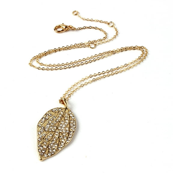 Amrita Singh Lux Leaf Brass Necklace with Crystal Accents