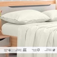 thumbnail image 3 of Royale Linens 300 Thread Count 100% Long Staple Combed Cotton Flat Sheet - Super Soft - Top Sheet - Queen Flat Sheet Sold Separately - Breathable, Cool & Crisp Percale (Queen, Ivory), 3 of 9