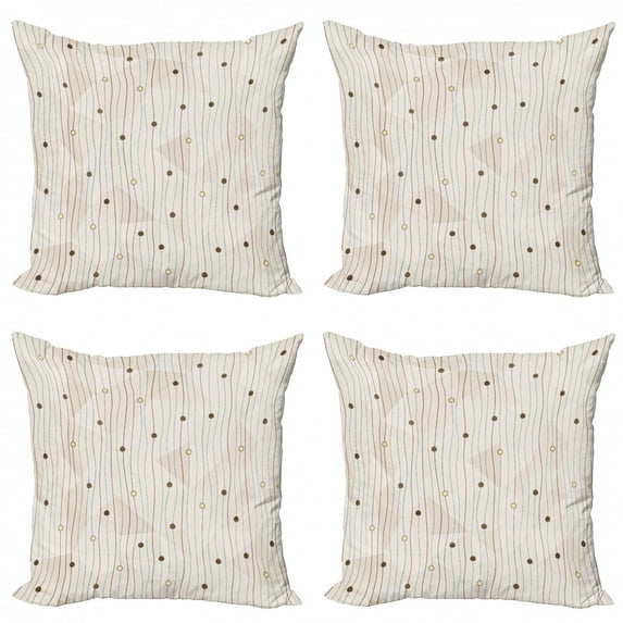 Ambesonne Abstract Throw Pillow Cover 4 Pack, Swirls Pattern Circles, 20", Pale Grey Eggshell