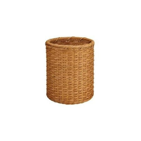 Neu Home 24642 White Round Wicker Wastebasket Off White