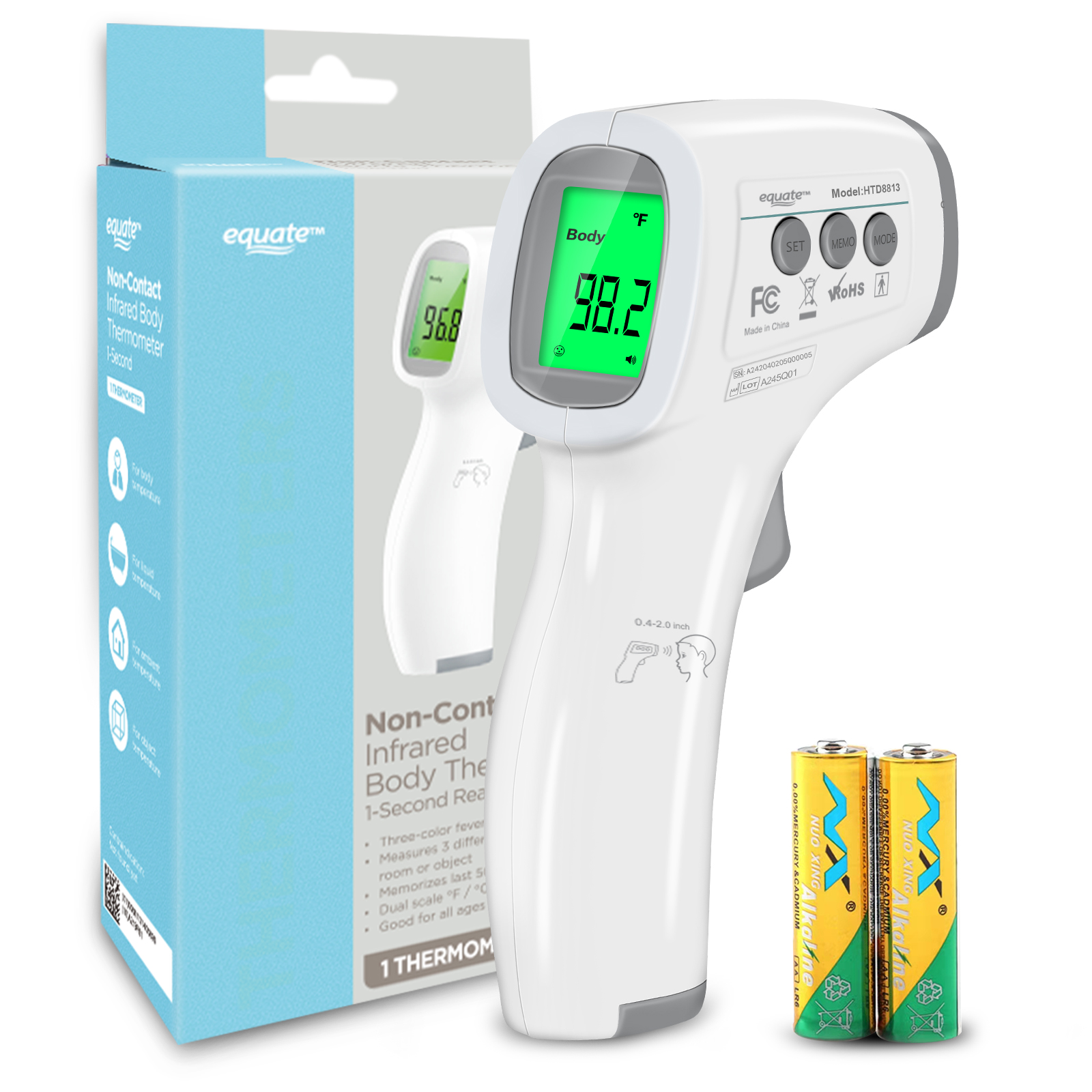 Equate Infrared No Touch Forehead Thermometer, 1-Second photo 2