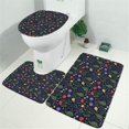 thumbnail image 2 of Pioneer Flower Floral Print Pattern Bathroom Rugs Sets 3 Piece, Toilet Cover Set, Absorbent Non Slip Bathroom Mats with U-Shaped Contour Rug, 2 of 5