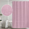 thumbnail image 5 of Pink Burlap Texture Shower Curtain, Waterproof Shower Curtains for Bathroom, Farmhouse Vintage Pink Washable Fabric Bathtub Curtain Set Bath Decor with 12 Hooks Long 72"x84", 5 of 8