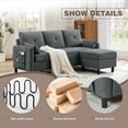 thumbnail image 5 of Jarenie Convertible Sectional Sofa, Small L Shaped 3-Seat Couch with Reversible Chaise, Modern Linen Sofas Couches for Living Room, Apartment and Small Space, 5 of 7