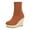 Brown, variant on Platform Wedge Boots for Women Casual Stretch Knit Sock Booties Round Toe Slip on Fall Winter Ankle Boots High Heels Brown Size 9