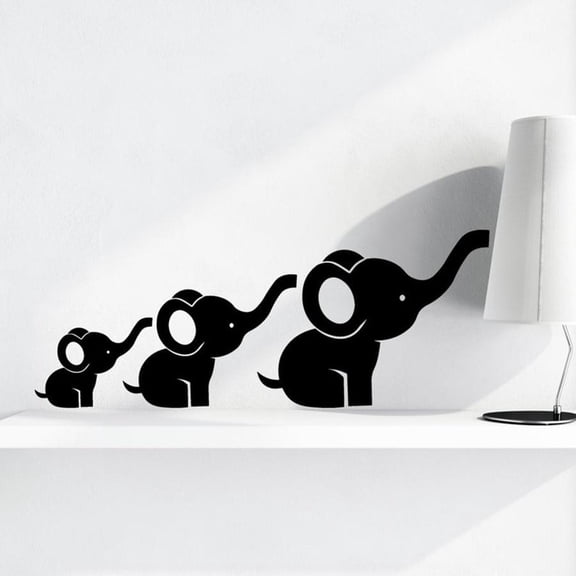 Cute Animals Wall Decals Elephant Wall Stcierks Bedroom Nursery Decor Elephant Family Home Living Room Decor 107x42cm