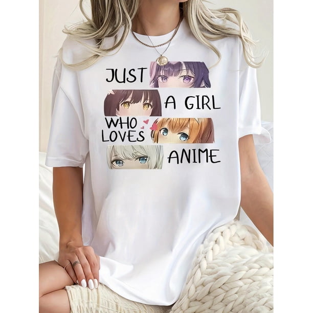 1pc Anime Lover Graphic Tee for Women, Casual Crew Neck Short Sleeve T-Shirt, Geometric-Patterned Knit Polyester Fabric, Medium Stretch Comfort Fit for All Seasons