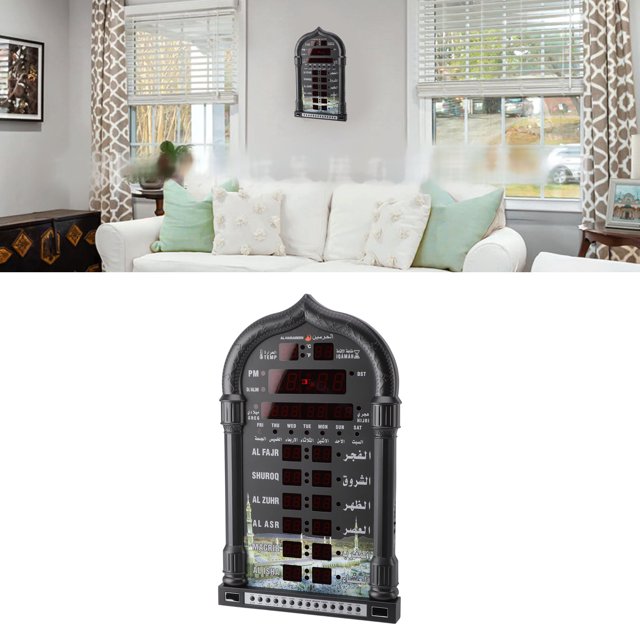 RELOJ DE ORACIÓN, Enchufe de la UE 110-240V Mosquía Azan Reloj Led Pantalla Con Control Remoto Para El Hogar