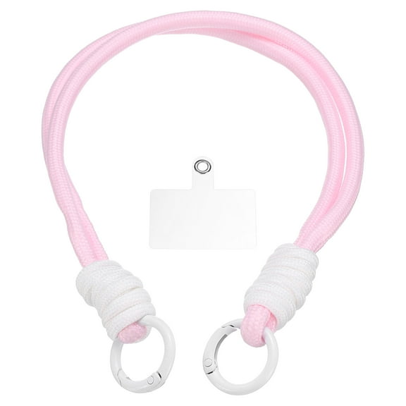 Phone Wrist Strap, Braided Hand-Free Cell Phone White Hook Lanyard, Colorful Keychain Wristlet for Women Smartphones Purse Accessories, Pink/White