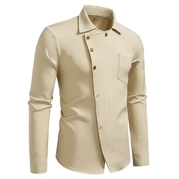 Yusimy Men's Striped Button-Down Shirt - Spread Collar Long Sleeve Classic Stripe Pattern Casual Business Style for Office Daily Use