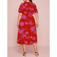thumbnail image 5 of Cuteduck Women's summer casual plus-size Bohemian-style swing wrap dress with floral prints, V-neck and cinched waist, flowing and elegant mid-length dress 1X-5X, 5 of 5