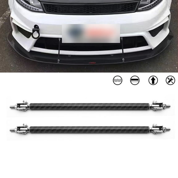 Xotic Tech 2pc Adjustable 8"-11" Front Bumper Lip Splitter Diffuser Strut Rod Tie Bars Splitter Support Rod Compatible with Most Vehicles [Carbon Fiber Black]