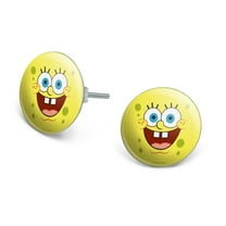 SpongeBob Goofy Smile Face Novelty Silver Plated Stud Earrings