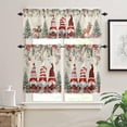 thumbnail image 2 of Christmas Kitchen Curtains and Valances Set, Rod Pocket Curtains Tier Farmhouse Window Curtains 36 Inch Length, Winter Gnomes Poinsettia Snowflake Leaves 3 Piece Kitchen Curtains Set, 2 of 6