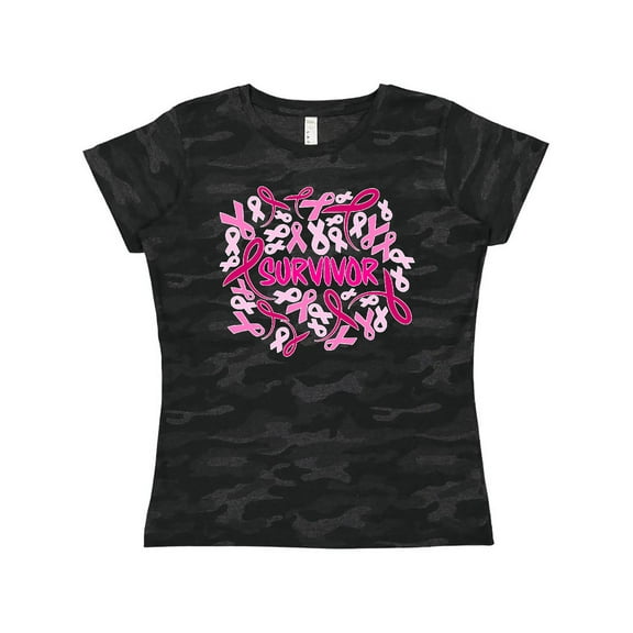 Inktastic Survivor- Pink Ribbons for Breast Cancer Awareness Women's T-Shirt