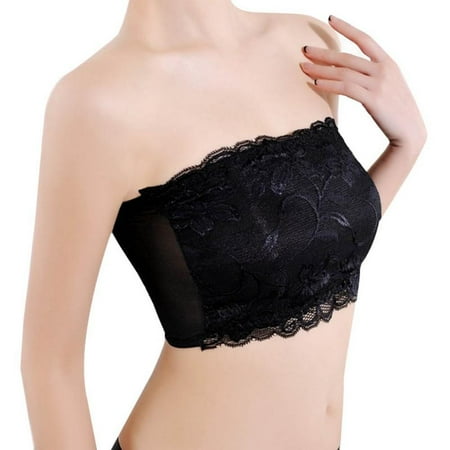 

Girls Soft Bra Women s Strapless Top Bra Bandeau Top Solid Wrapped Boob Tube Comfortable Tops Lace Casual Bra