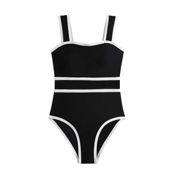 Girls Two Piece Swimsuit Tummy Control Color Block Spaghetti Straps Vacation Beach Bathing Suit for Girls Size 7-14