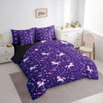 thumbnail image 3 of jejeloiu Kawaii Unicorn 7pcs Bedding Comforter Set,Cute Planet Stars Queen Bedding Sets,Purple Pink White Queen Sheet Sets For Girls,Microfiber Bedroom Decor Reversible, 3 of 8