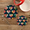 thumbnail image 2 of Valentines Table Trivets for Hot Dishes Watercolor Heart Love Round Trivet Mat 2PCS Kitchen Potholders Heat Resistant Pot Holder for Bowl Teapot Home Decor Gifts, 2 of 7