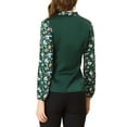 thumbnail image 3 of Allegra K Women's Shirt Contrast Panel Long Sleeve Floral Blouses, 3 of 6