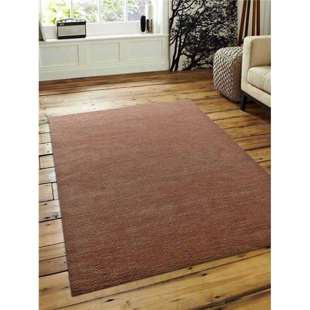 8 x 10 ft. Solid Hand Knotted Loom Wool Area Rug, Camel