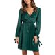 thumbnail image 3 of VISgogo Vestido casual para mujer, estampado de leopardo, manga larga, cuello en V, cintura elástica, vestido corto de vendaje VISgogo moda, 3 of 9