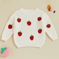 thumbnail image 2 of Okbabeha Toddler Girls Sweater Strawberry Embroidered Long Sleeve Pullovers Fall Winter Kids Clothes Baby Jumpers Tops, 2 of 7