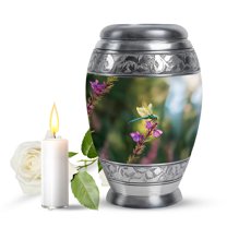 JAGASY Dragonfly Small Memorial Urn for Girl, Green Mini Urn for Ashes Adult Male & Female, Purple Butterfly Flowers Decorative Urns for Human Ashes Keepsake, Tiny Cremation Urns for Boy, (3 Inch)
