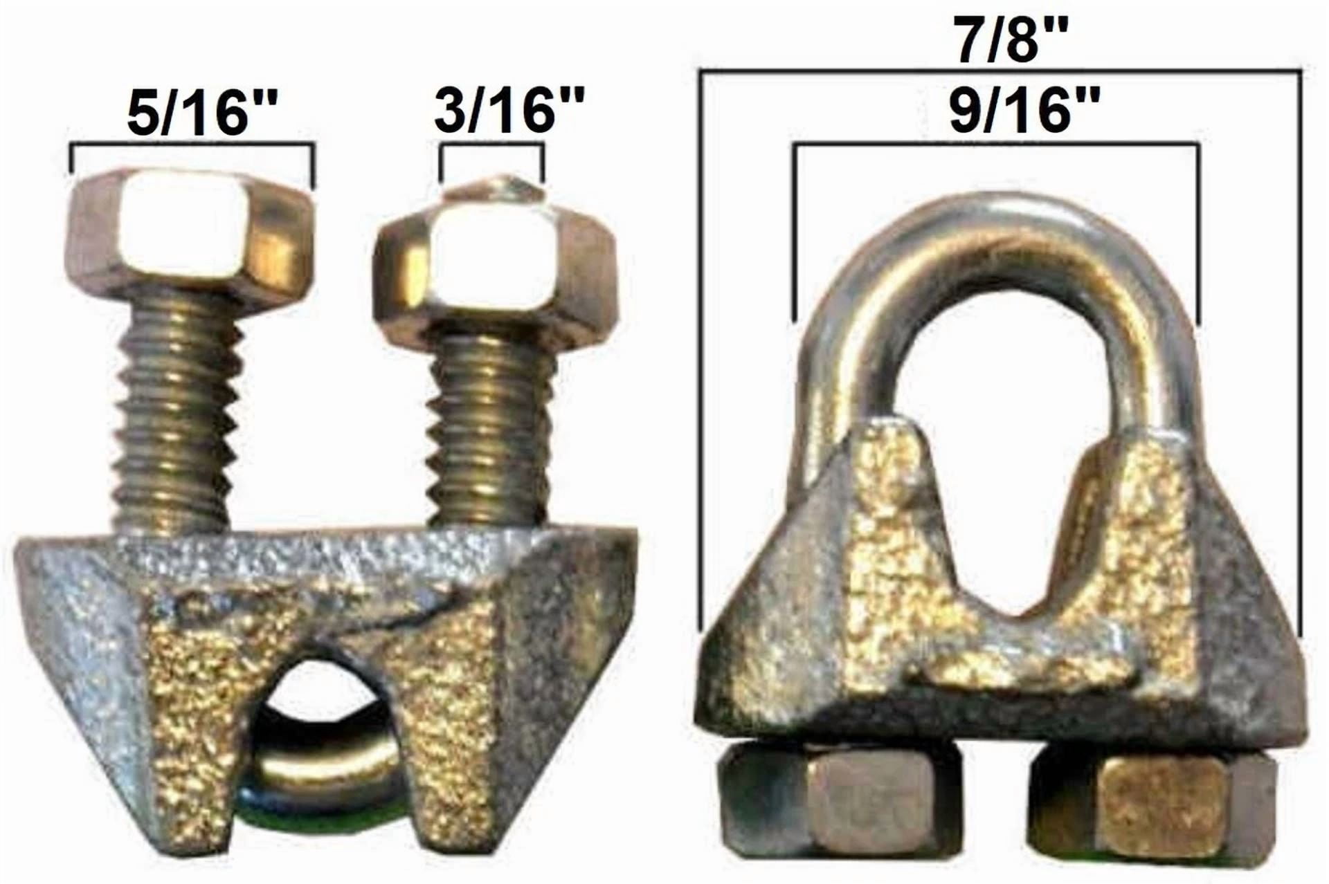 CIRCLE- 25 Pack 1/8 Galvanized Steel Cable Clamps U-Bolts Wire Clips