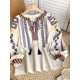 thumbnail image 2 of Blusa y camisas bordadas ucranianas para mujer, blusa holgada estilo étnico con mangas abullonadas y borlas con cordones estilo retro para mujer, 2 of 5