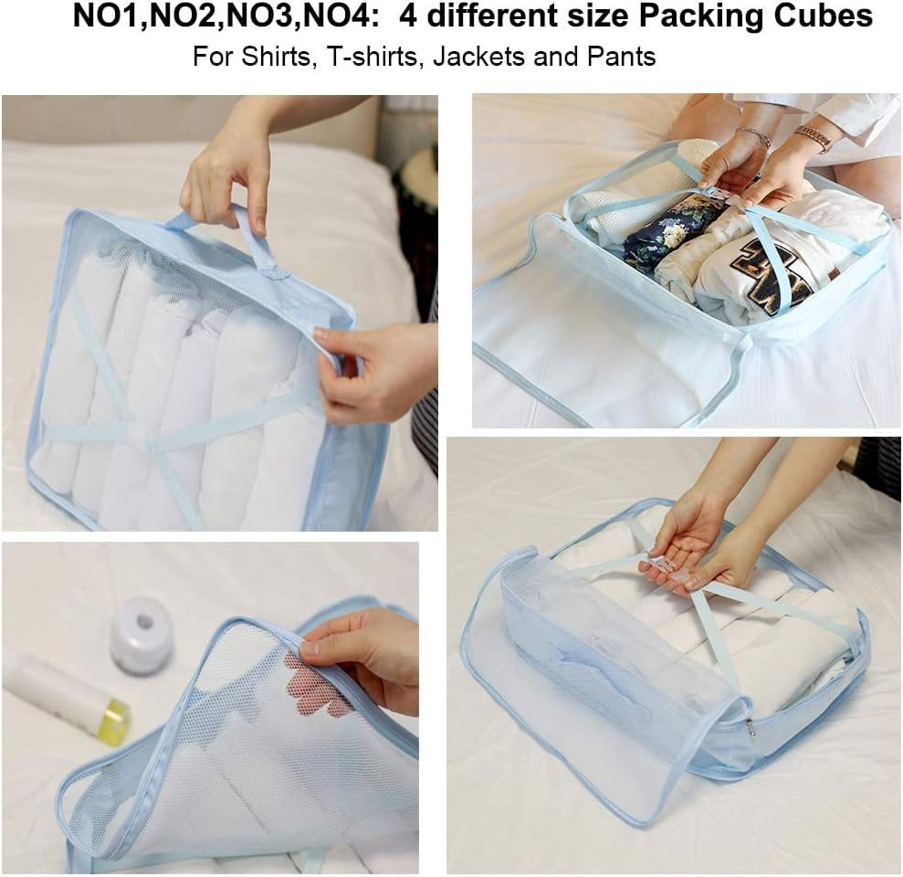 Travel Packing Cubes 8 count Set, Luggage Packing Organizers with Shoe Bag and Toiletry Bag