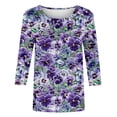 thumbnail image 4 of Women's Casual T-Shirts 3/4 Sleeve Color Block Cute Tops Comfy Blouses, 4 of 5