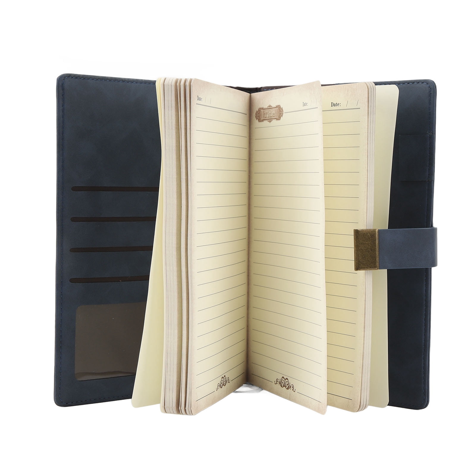 Nieyigj Vintage Password Journal with Lock, Hardcover Blank Diary, Dark Blue, 8.66 inches / 22 cm