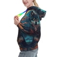 thumbnail image 3 of Yiaed Starry Sky Moon Wolf Leader Print Womens Casual Hoodies Crew Neck Long Sleeve Sweatshirts With Pocket Pullover Tops Women's Hooded Sweatshirt-X-Large, 3 of 5