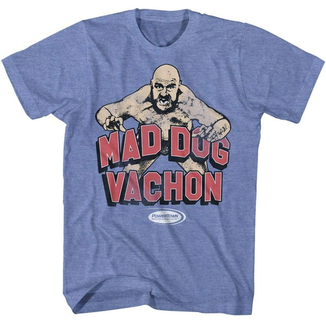 T-Shirt pour Adulte Powertown Lutte Md Vachon Illustré Bleu Pâle Chiné m