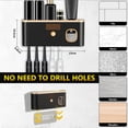 thumbnail image 4 of Rirool Wall Mount Toothbrush Holder with Toothpaste Dispenser - 5 Brush Slots, No Drill Installation, Solar/USB Charging, UV Sterilizer for Bathroom Organization, Black, 4 of 7