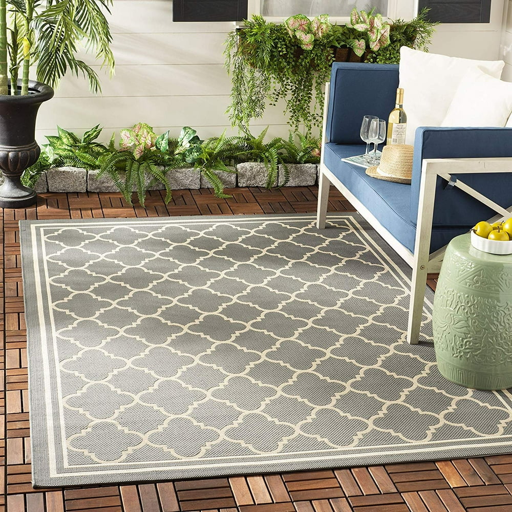 Safavieh Courtyard Collection CY6918246 Anthracite and Beige Indoor