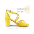 thumbnail image 3 of BLISSFUL STEP Women's Shoes Faux Velvet Chunky Heel Open Toe Crisscross Strap Buckle Sandals Yellow 10, 3 of 4
