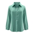 thumbnail image 4 of Stamzod Womens Fall Fashion 2025 Corduroy Shirt Women Long Sleeve Button Up Shirt Casual Loose Shackets for Women 2025 Mint Green M, 4 of 9