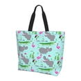 thumbnail image 2 of Fuzoiu Hippo With Flamingos And Crocodiles Print Tote Bags for Women,Shoulder Bag, Gym Tote,Top Handle Ladies Shoulder Bags for Work Beach Travel and Shopping Grocery, 2 of 9