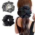 thumbnail image 2 of Lace Hair Scrunchies for Women Updo Hair Elastic Hair Rings Aesthetic Hair Tie Hair Scrunchy Ponytail Hair Holder Black, 2 of 4