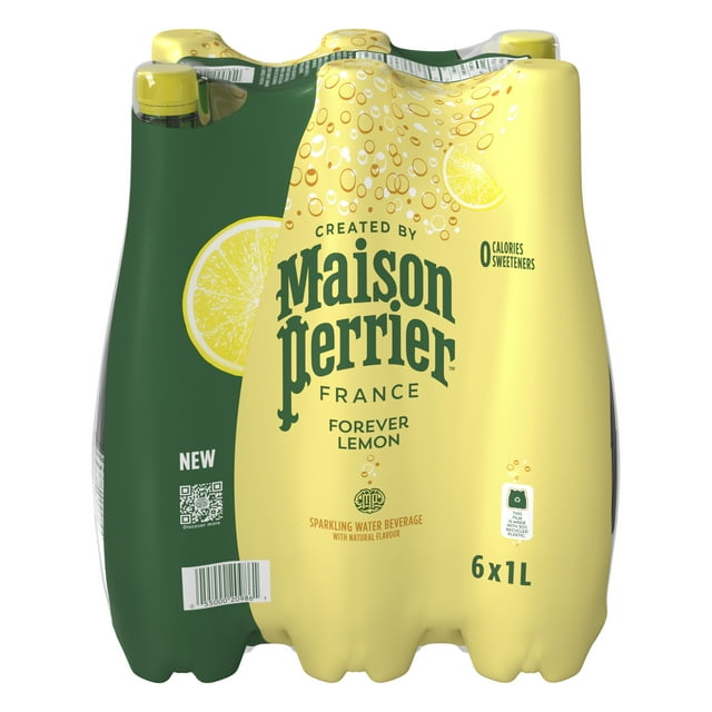 Maison Perrier Forever Lemon, Sparkling Water Beverage, Natural Lemon Flavour, No Calories, No Sweeteners, No Sodium, Sourced & Bottled in France 6x1L