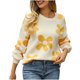 thumbnail image 2 of Suéter de cuello redondo para mujer, jersey informal de cuello redondo, manga larga, suéter de punto estampado, blusa para mujer, 2 of 9