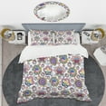 thumbnail image 2 of Designart 'Retro handdrawn flowers II' Mid-Century Modern Duvet Cover Set, 2 of 4