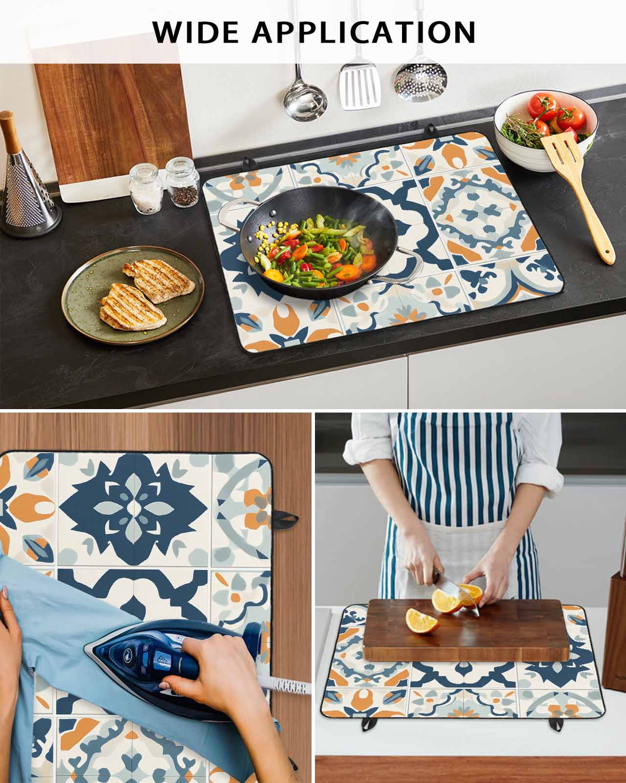 nqOlkjepod Large Induction Cooktop Protector Mat 24"x21", Ethnic Plaid Stove Top Covers for Electric Stove, Modern Rustic Abstract Geometric Art Stove Burner Cover Mats, Glass Top Stove Cover